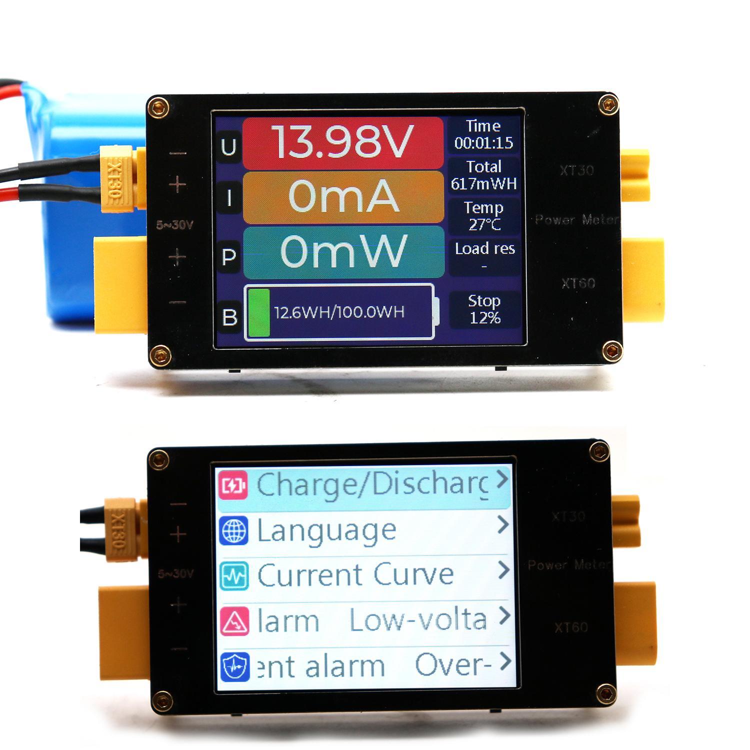 Drone Battery Voltage Checker - 2,4-дюймовый дисплей, измеритель мощности XT60 64A,
