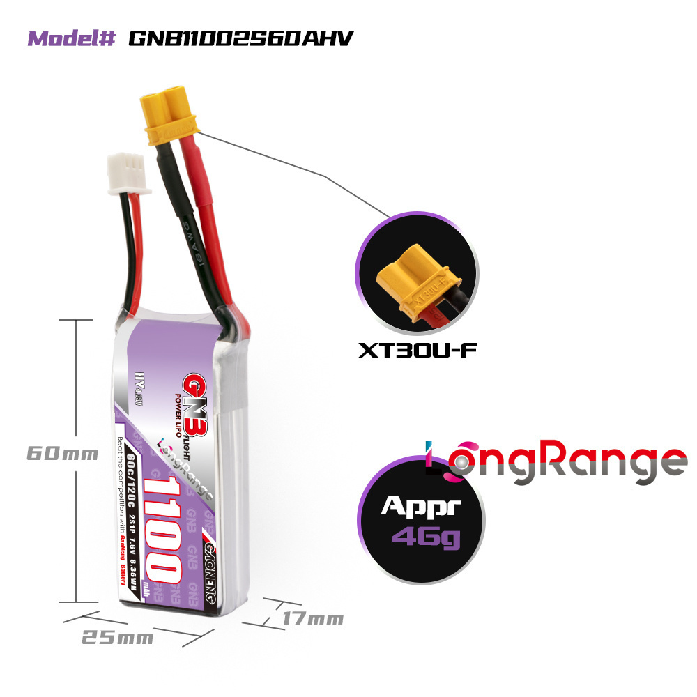 GNB 1100 мАч 2S 3S 4S 6S 60C/1 – обзор и цена Drone Battery Lipo